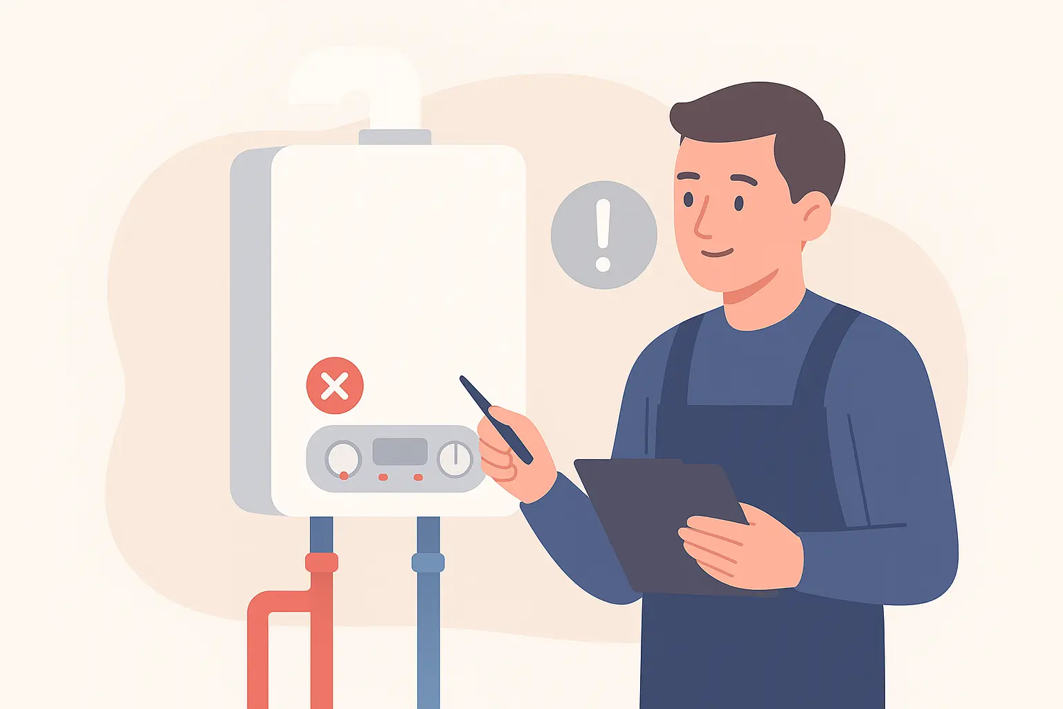 heating engineer looking at ideal boiler that has an error code