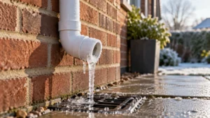 frozen pipe on the outside wall of a house