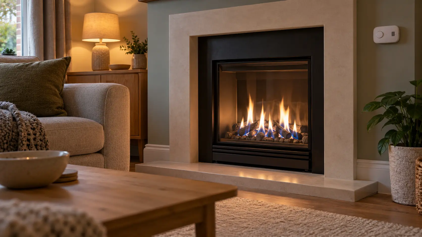 Gas fire in a family room